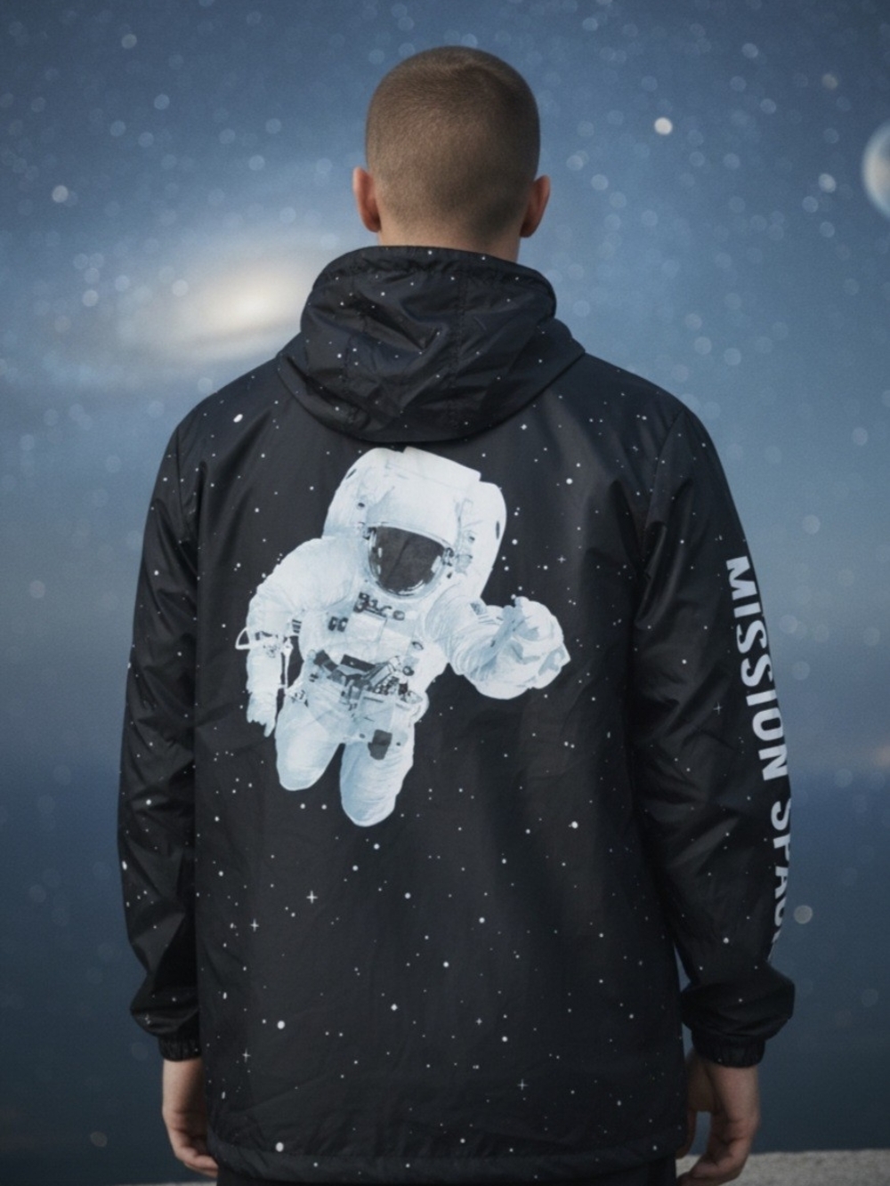 NASA Kennedy Space Center Astronaut Space Jacket 2XL Black Galaxy Windbreaker